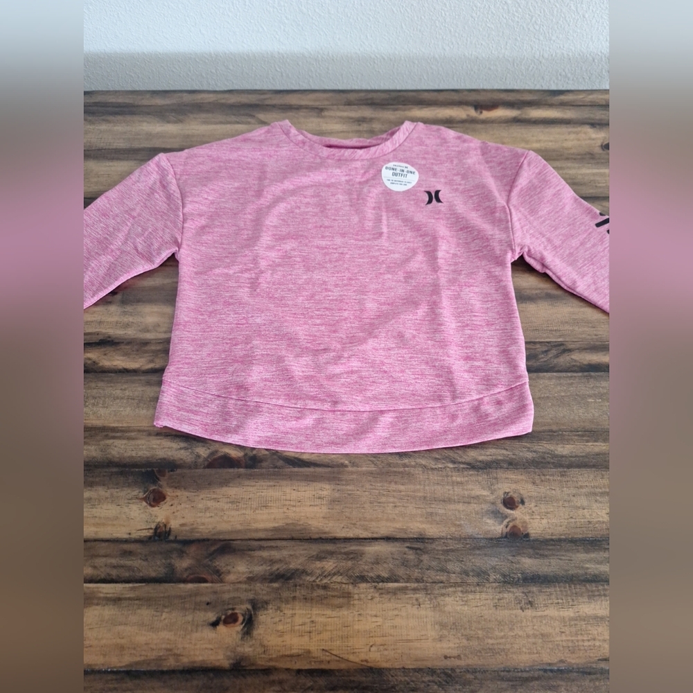 Hurley Girls Crop Top Sweatshirt Pullover Crewneck Pink Size 10-12 Years Medium